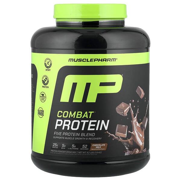 MusclePharm, Combat Protein Powder, Chocolate Milk, 4.1 lb (1.86 kg)