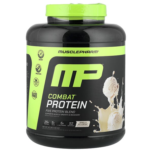 MusclePharm Combat® Protein Powder, Vanilla Ice Cream, 4.1 lbs (1.84 kg)