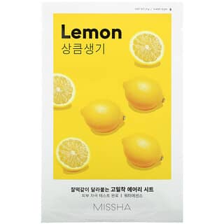 Missha, 에어리 핏 뷰티 시트 마스크, 레몬, 1매, 19g