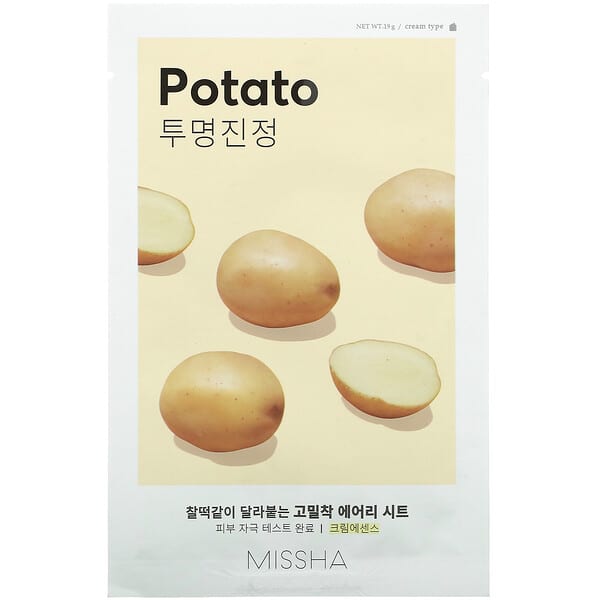 Missha ( ميشا)‏, القناع الورقي Airy Fit Beauty الورقي ، بطاطا ، قناع ورقي واحد ، 19 جم