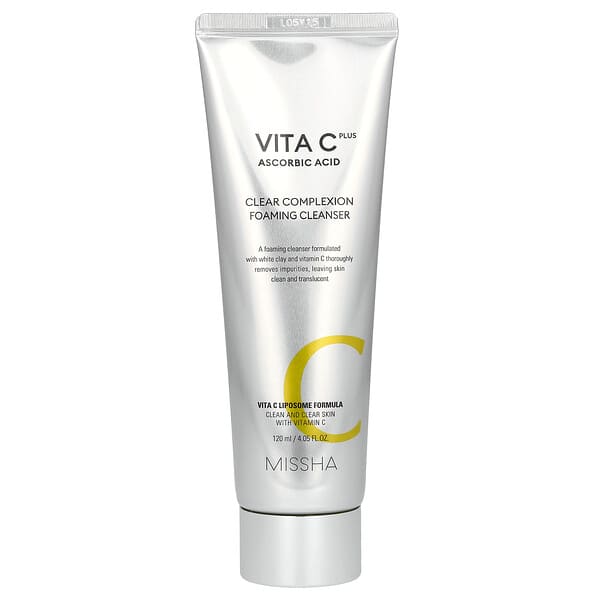 Missha, 비타 C 플러스 아스코르브산, 클리어 컴플렉션 포밍 클렌저, 120ml(4.05fl oz)