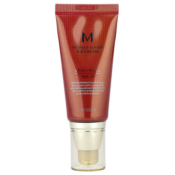 Missha, M 퍼펙트 커버 B.B 크림, SPF 42 PA+++, No. 21 라이트 베이지, 50ml(1.7oz)