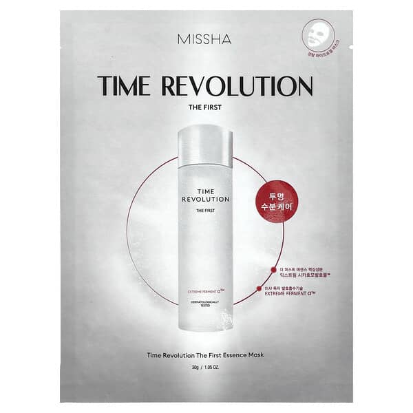 Missha, 타임 레볼루션, 더 퍼스트 에센스 뷰티 마스크, 1매, 30g(1.05oz)