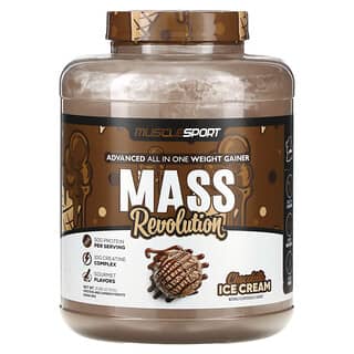 MuscleSport, Mass Revolution, Sorvete de Chocolate, 2.721 g (6 lbs)