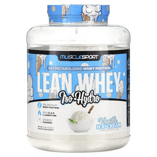 MuscleSport, Lean Whey，Iso-Hydro，香草霜淇淋，5 磅（2,268 克）