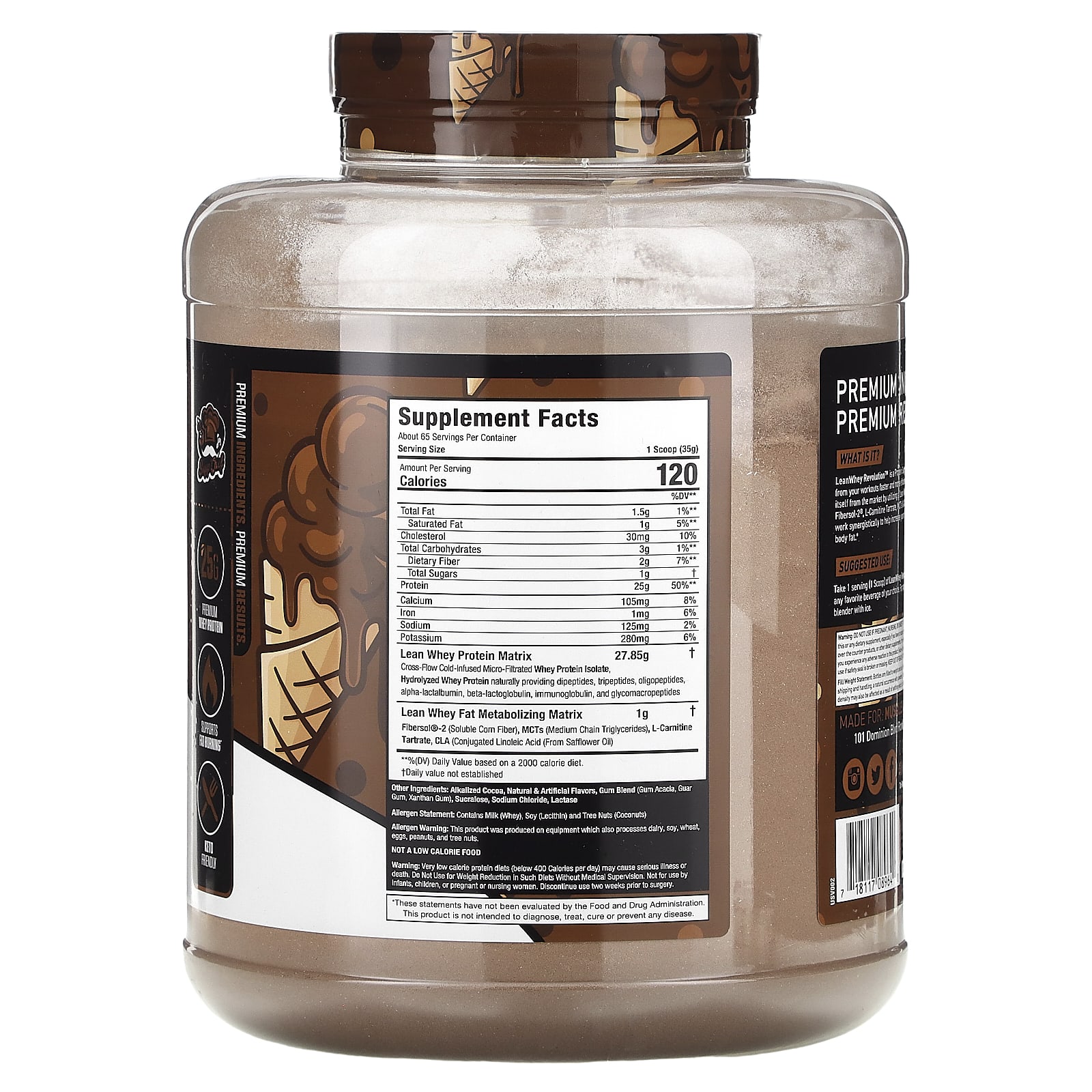 MuscleSport, Lean Whey, IsoHydro, Chocolate Ice Cream, 5 lbs (2,268 g)