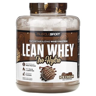 MuscleSport, Suero de leche magra, Iso-Hydro, Helado de chocolate`` 2268 g (5 lb)