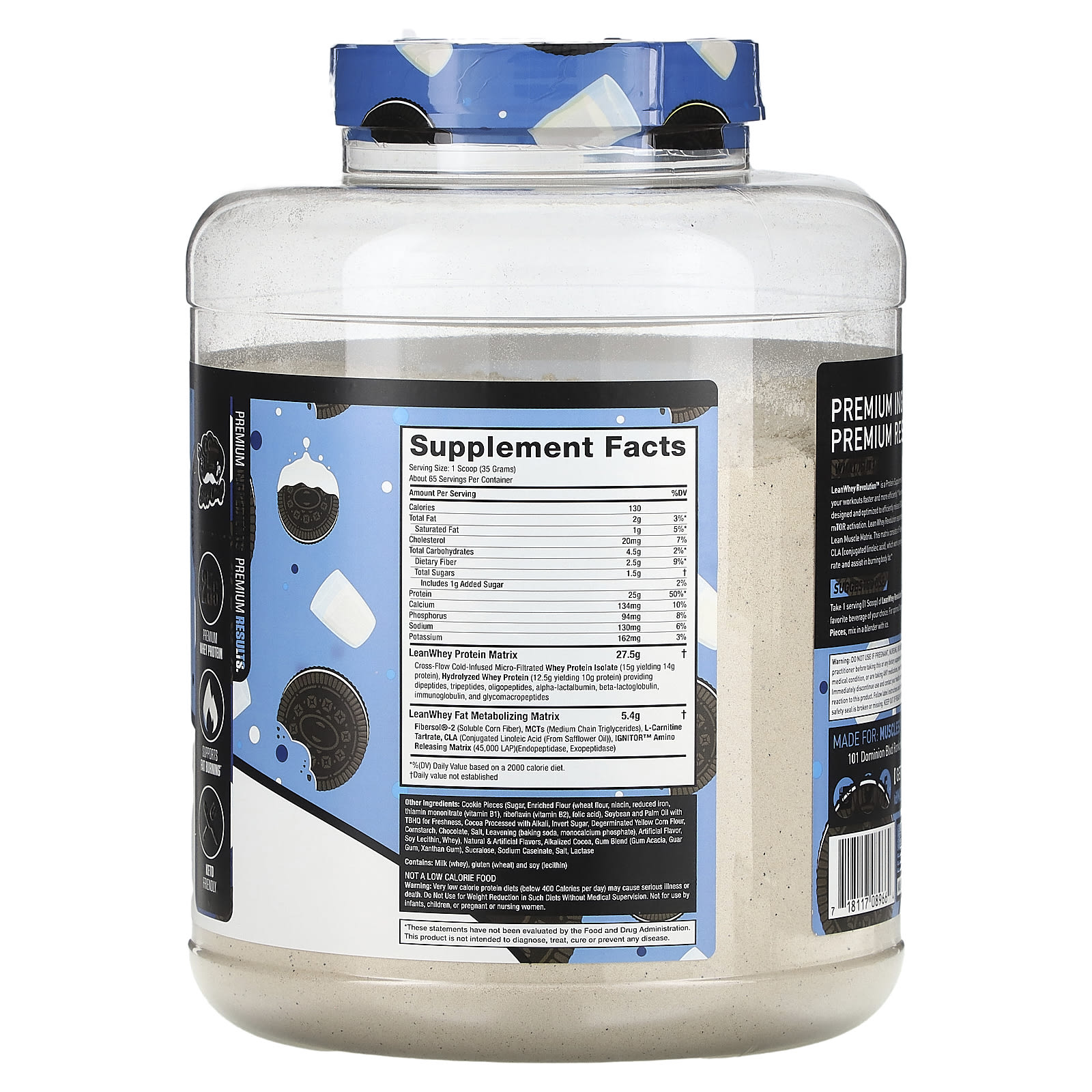 MuscleSport, Lean Whey, IsoHydro, Cookies & Cream, 5 lbs (2,268 g)