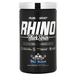 MuscleSport, Black Series, Rhino, вкус голубой Демон, 460 г (16,2 унции)