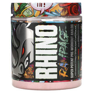 MuscleSport, Rhino Rampage, Análogo preentrenamiento superpotente, Ponche de frutas Fuhgettaboutit`` 210 g (7,4 oz)