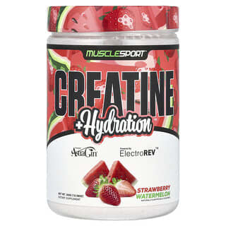 MuscleSport, Creatine + Hydration, Kreatin + Hydration, Erdbeer-Wassermelone, 300 g (10,58 oz.)