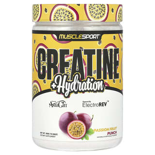 MuscleSport, Creatine + Hydration, Kreatin + Hydration, Passionsfruchtpunsch, 300 g (10,58 oz.)