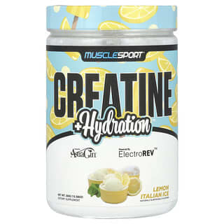 MuscleSport, Creatine + Hydration, італійське морозиво з лимоном, 300 г (10,58 унції)