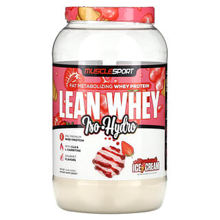 MuscleSport, Lean Whey, Iso-Hydro, Glace à la fraise, 908 g