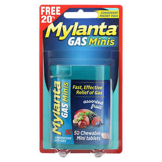 Mylanta, Gas Minis, фруктове асорті, 60 жувальних мінітаблеток
