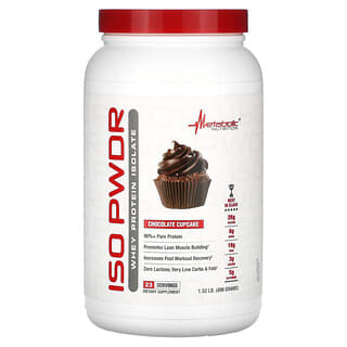 Metabolic Nutrition, ISOpwdr, Isolat de protéines de lactosérum, Cupcake au chocolat, 690 g
