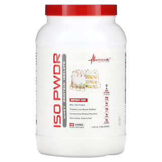 Metabolic Nutrition, ISOpwdr, Whey Protein Isolate, Birthday Cake, 3.04 lb (1,380 g)
