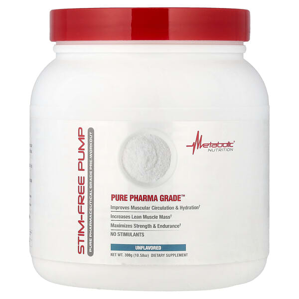 Metabolic Nutrition, 각성제 무함유 펌프, 무맛, 300g(10.58oz)