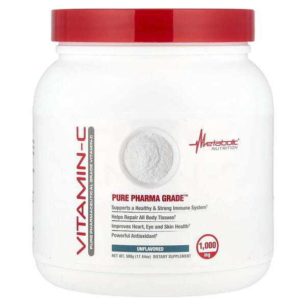 Metabolic Nutrition, วิตามิน-C ไม่ปรุงแต่งรส 1,000 มก. ขนาด 17.64 ออนซ์ (500 ก.)