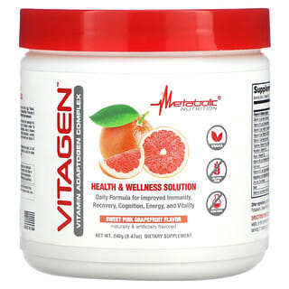 Metabolic Nutrition, VitaGen, Vitamin Adaptogen Complex, Sweet Pink Grapefruit, 240 g (8,47 oz.)