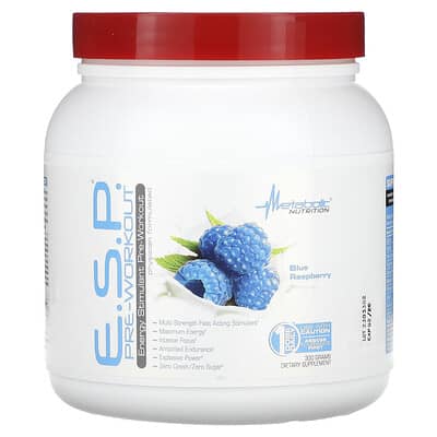 Metabolic Nutrition, E.S.P. Pre-Workout Formula, Blue Raspberry Flavor, 300 g