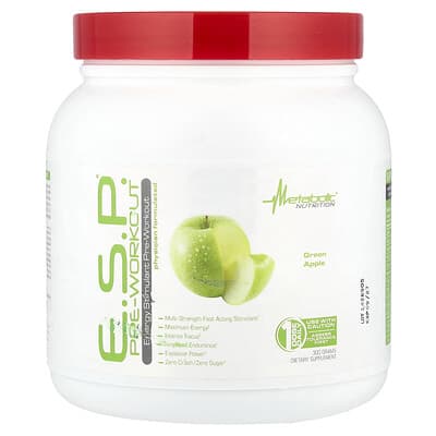 Metabolic Nutrition, E.S.P. Pre-Workout, Green Apple Flavor, 300 g