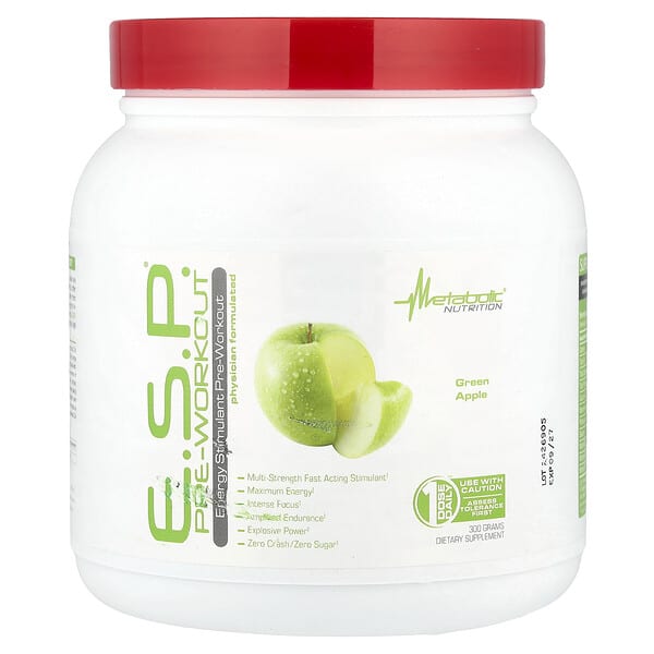 E.S.P.® Pre-Workout, Green Apple, 300 g