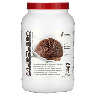 Metabolic Nutrition, MuscleLean, 순근육량 증가, 초콜릿 밀크셰이크, 2.5lb