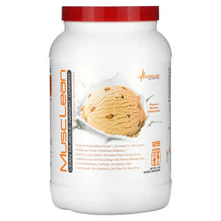 Metabolic Nutrition, MuscleLean, 순근육량 증가, 땅콩 버터 밀크셰이크, 2.5lb