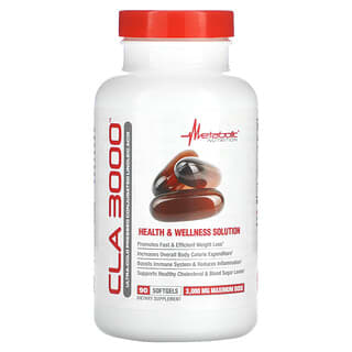 Metabolic Nutrition, CLA 3000, 3000 мг, 90 капсул (1000 мг в 1 капсуле)