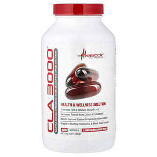 Metabolic Nutrition, CLA 3000, 180 capsules à enveloppe molle (1000 mg par capsule à enveloppe molle)