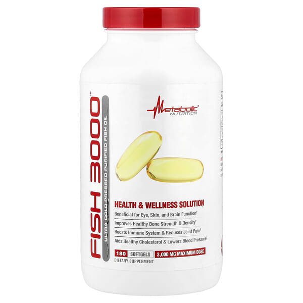 Metabolic Nutrition, 생선 3000, 소프트젤 180정(소프트젤 1정당 1,000mg)