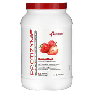 Metabolic Nutrition, Protizyme, Proteína de diseño especializado, Crema de fresa`` 910 g (2 lb)