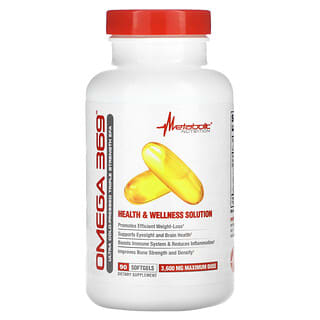 Metabolic Nutrition, Omega 369, 3600 mg, 90 cápsulas blandas (1200 mg por cápsula blanda)