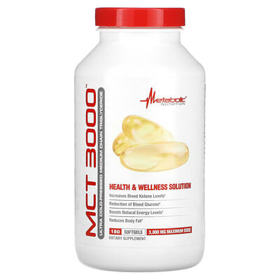 Metabolic Nutrition, MCT 3000, 180 Softgets (1,000 mg per Softgel)
