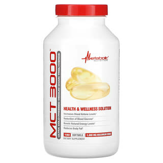 Metabolic Nutrition‏, MCT 3000, 1,000 mg, 180 Softgets