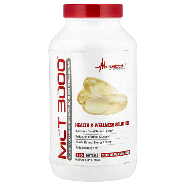 Metabolic Nutrition, MCT 3000™, 180 Softgets (1,000 mg per Softgel) — product photo 1