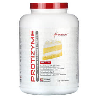 Metabolic Nutrition, Protizyme, Proteína de diseño especializado, Pastel de vainilla`` 1820 g (4 lb)