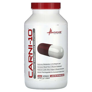 Metabolic Nutrition, Carni-10, 5.000 mg, 240 Cápsulas (625 mg por Cápsula)