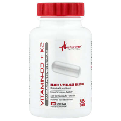 Metabolic Nutrition, Vitamin D3 + K2, 30 Capsules