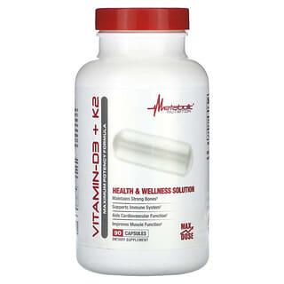 Metabolic Nutrition, Vitamina D3 + K2, Fórmula de máxima potencia, 90 cápsulas