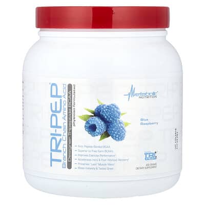Metabolic Nutrition, Tri-Pep®, BCAAs, Blue Raspberry Flavor, 14.1 lbs (400 g)