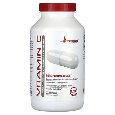 Metabolic Nutrition, Vitamin C, 1500 mg, 180 Capsules (750 mg per capsule)