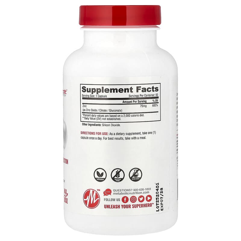 亜鉛、75mg、90粒
