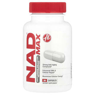 Metabolic Nutrition, NAD MAX™, Régénérateur cellulaire anti-âge, 30 capsules