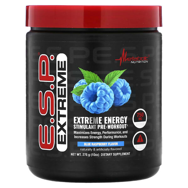 Metabolic Nutrition, E.S.P. Extreme Energy Stimulant PreWorkout, Blue Raspberry, 10 oz (275 g)
