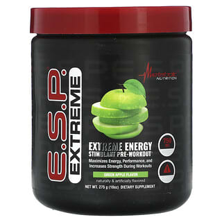 Metabolic Nutrition, Preentrenamiento con estimulante de energía extrema ESP, Manzana verde`` 275 g (10 oz)