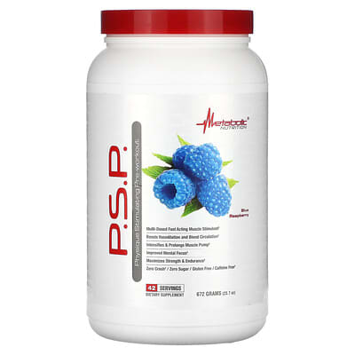 Metabolic Nutrition, P.S.P Pre-Workout Powder, Blue Raspberry, 23.7 oz (672 g)