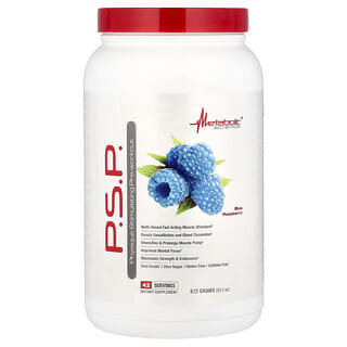 Metabolic Nutrition, PSP Pre-Workout, Blå Bringebær, 672 g