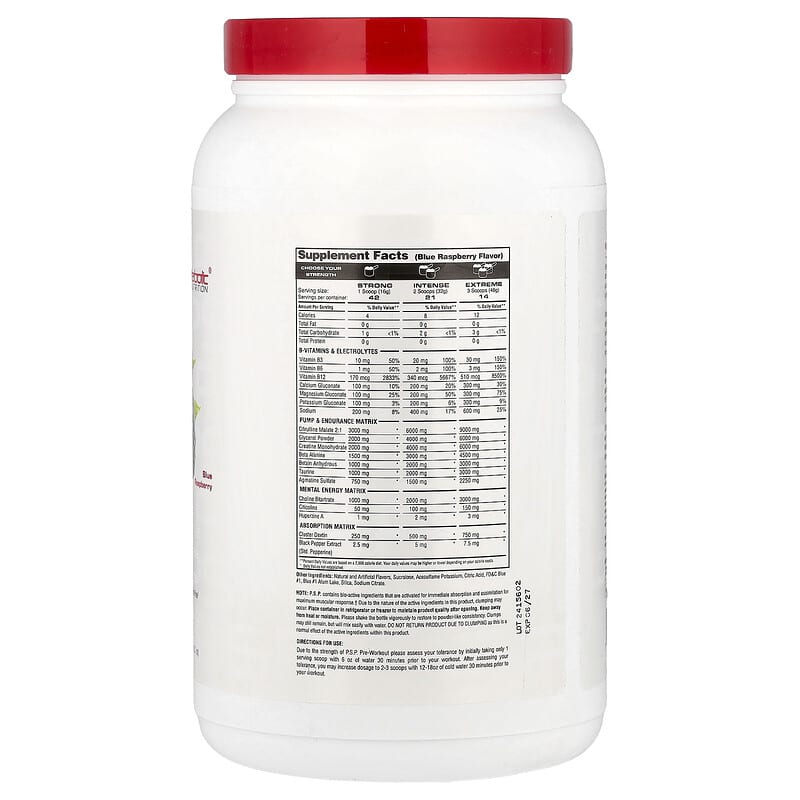 P.S.P. Pre-Workout, Blue Raspberry, 23.7 oz (672 g) P.S.P. Pre-Workout, Blue Raspberry, 23.7 oz (672 g)
